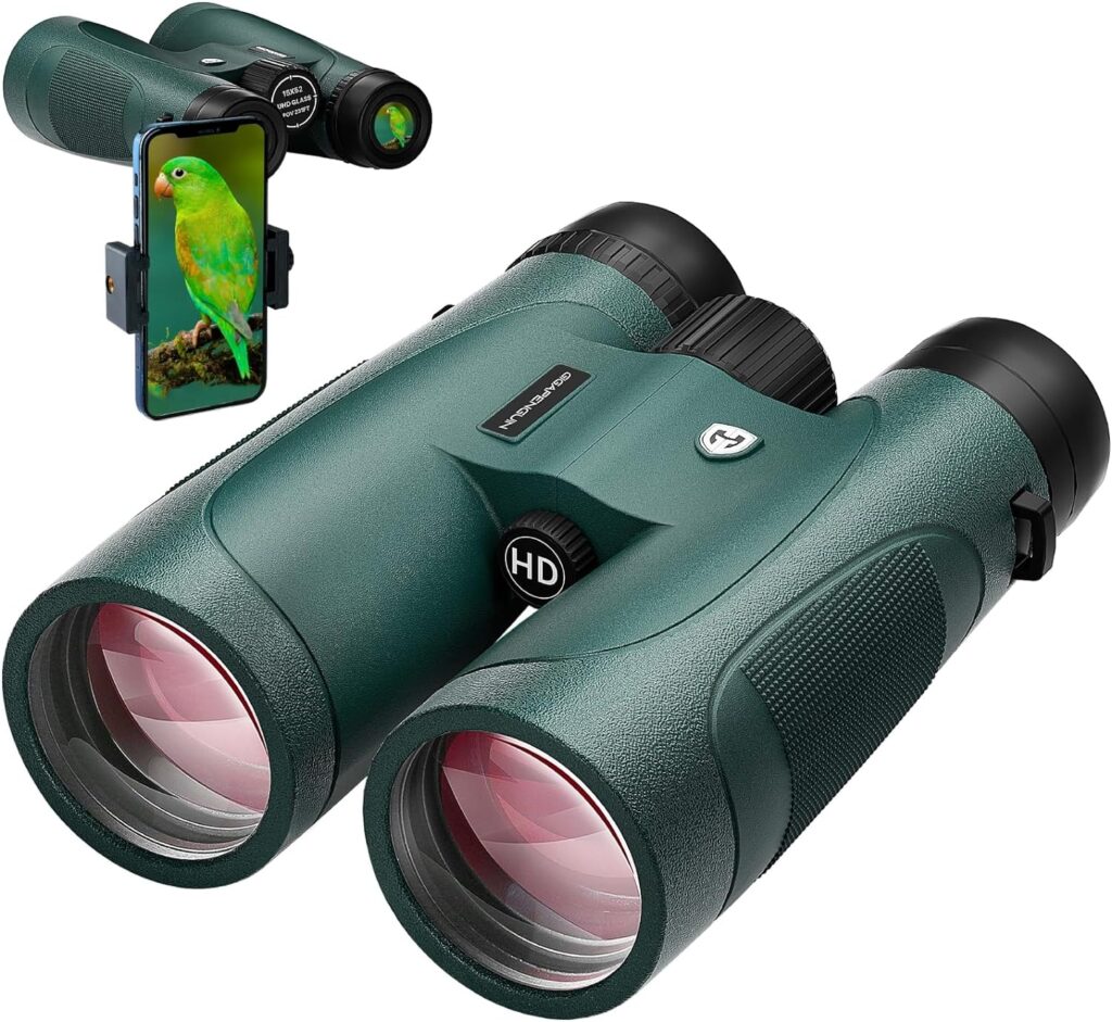 15x52 HD Binoculars for Adults High Powered with Upgraded Phone Adapter - Large View Binoculars with Clear Low Light Vision - Lightweight Waterproof Binoculars for Bird Watching Hunting Stargazing