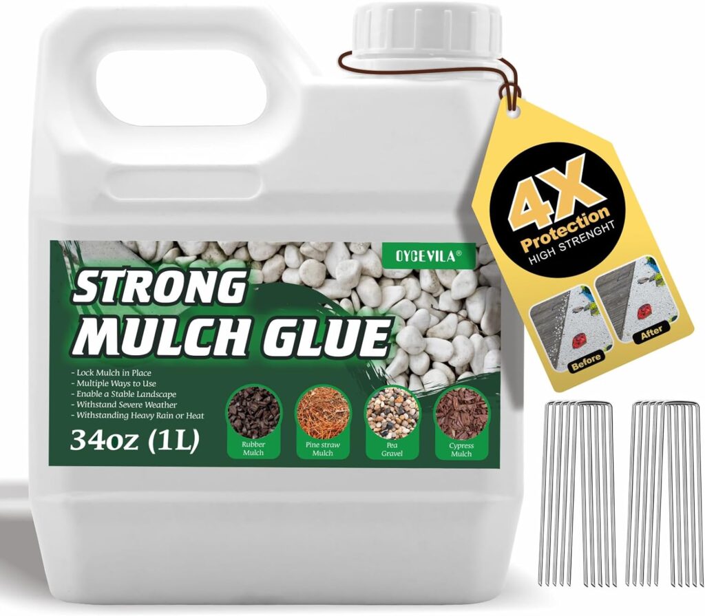 34Oz Strong Concentrate Mulch Glue, Gravel Binder Mulch Glue, Non-Toxic Mulch Glue, Mulch Landscape Lock Adhesive Pea Gravel Stabilizer, Mulch Rock Glue For Landscaping Pea Gravel  Bark