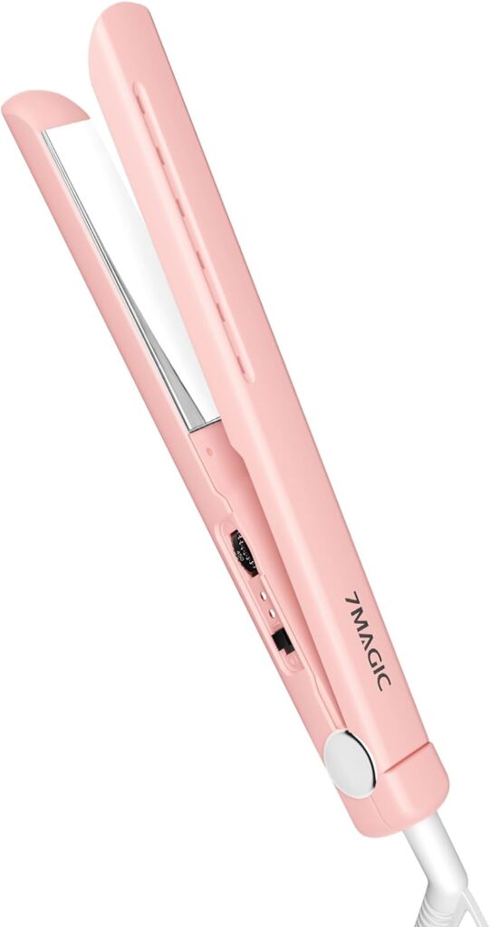 7Magic Flat Iron Hair Straightener, 1 Inch Nano Titanium Hair Straightener For All Hair Types, Travel Flat Iron Dual Voltage,5 Temp,15S Mch Fast Heating Straightening Iron