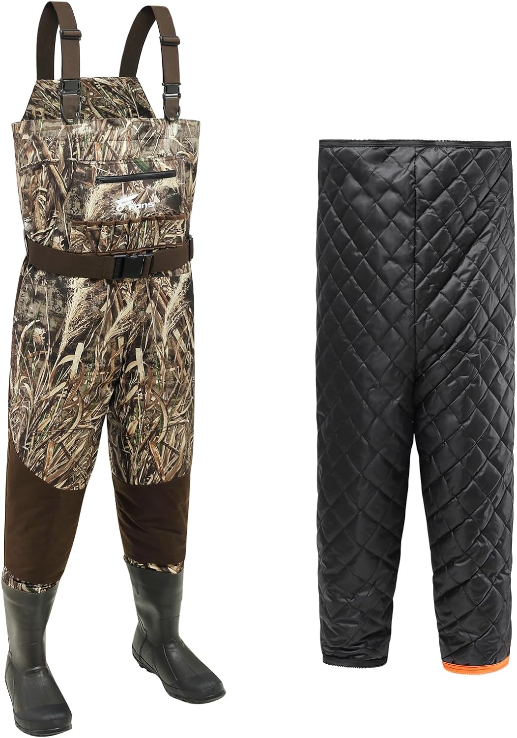 8 Fans Breathable Hunting Waders,1000G Insulation Boots with Removable Insulated Liner for Duck Hunting (Realtree Max5, 7-14)