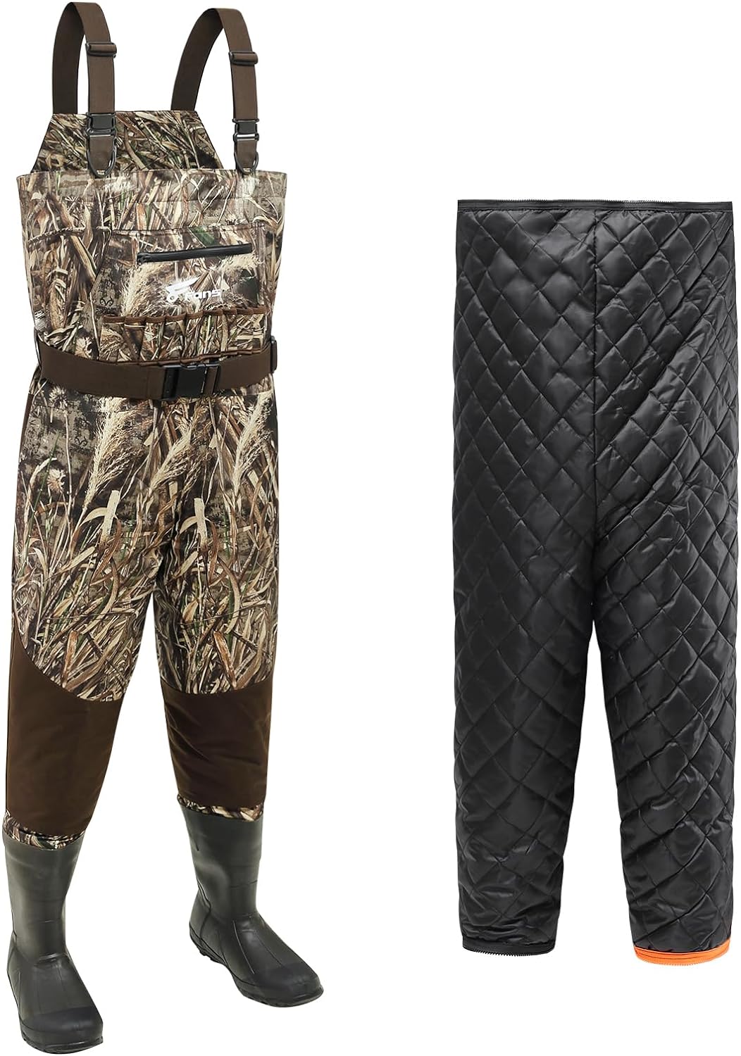 8 Fans Breathable Hunting Waders,1000G Insulation Boots With Removable Insulated Liner For Duck Hunting (Realtree Max5, 7-14)