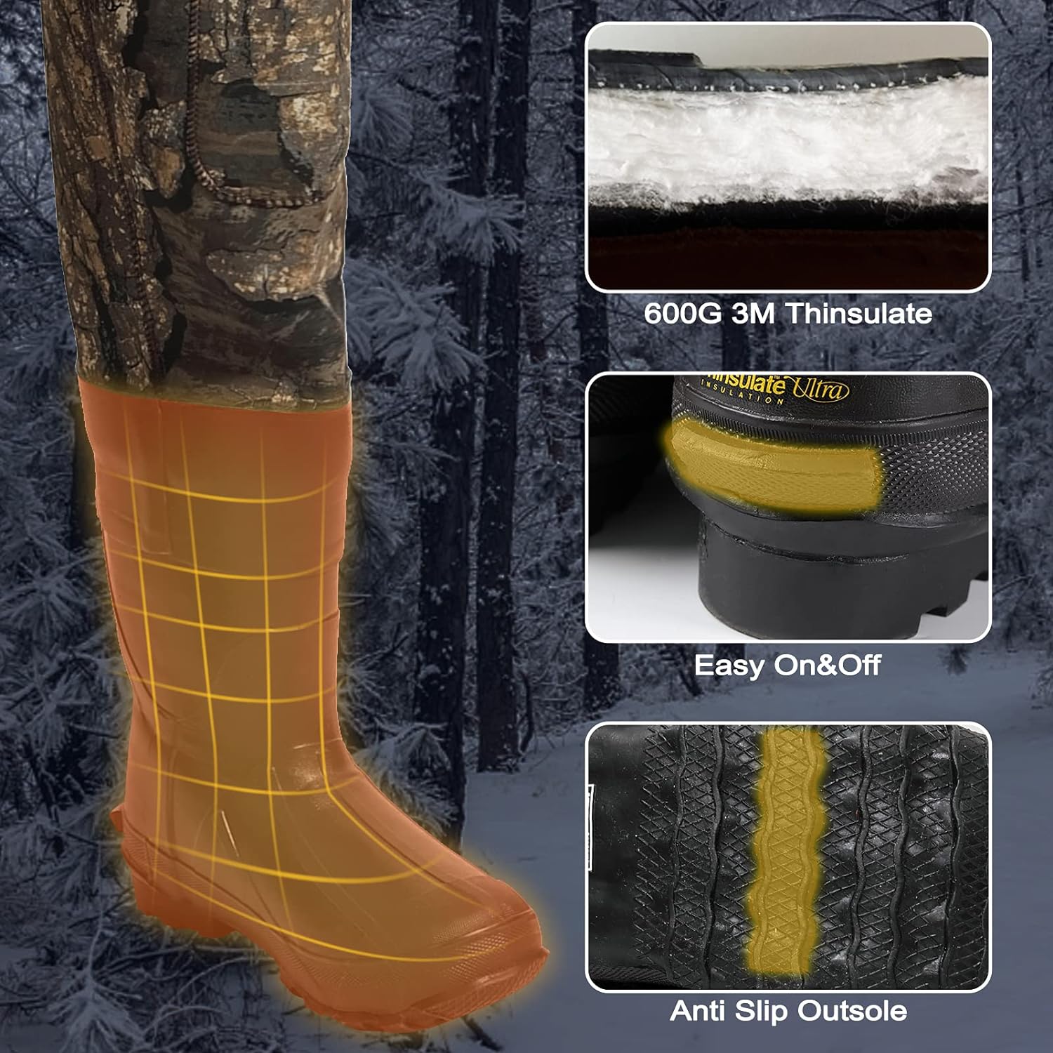 8 Fans Chest Waders,Hunting Waders for Men Realtree Timber with 600G Insulated,Waterproof Neoprene Bootfoot Wader for Hunting