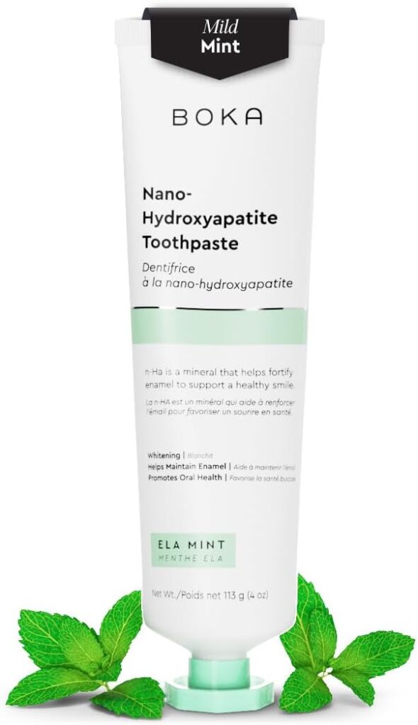 Boka Fluoride Free Toothpaste - Nano Hydroxyapatite, Remineralizing, Sensitive Teeth, Whitening - Dentist Recommended for Adult  Kids Oral Care - Ela Mint Natural Flavor, 4oz 1 Pk - US Manufactured