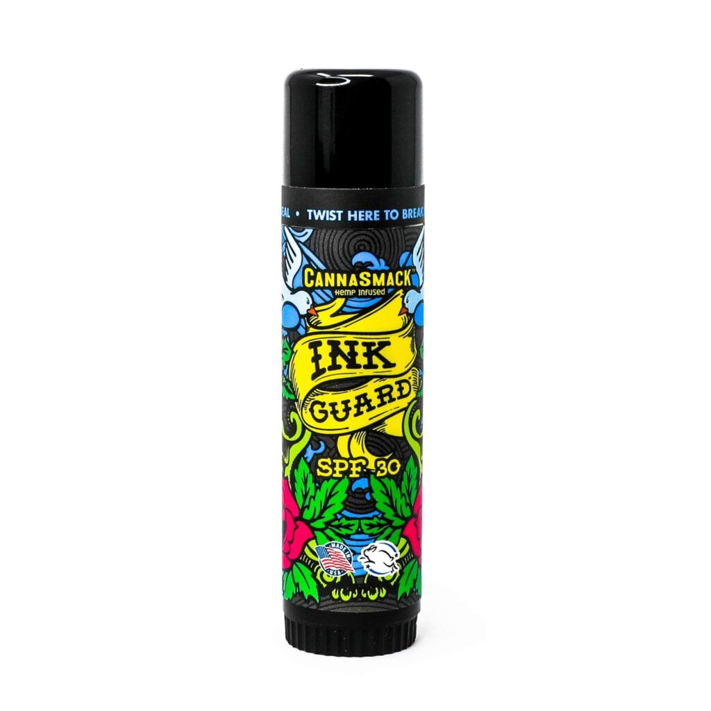 CannaSmack Ink Guard SPF 30 Tattoo Sunscreen  Ink Fade Shield Stick - Protect  Brighten. Prevent Your Tattoos from Fading. Infused with Hemp Seed Oil -Omega3  6, Vitamins A, B, D,  E- Cruelty Free