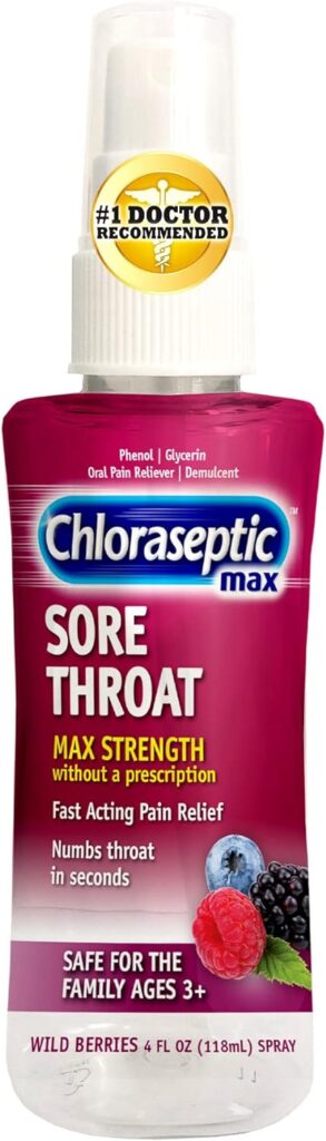 Chloraseptic Max Strength Sore Throat Spray, Wild Berries Flavor, 4.0 Fl Oz
