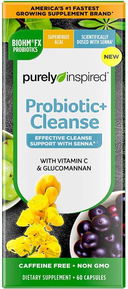 Detox Cleanse | Purely Inspired 7 Day Cleanse + Probiotics | Acai Berry Cleanse | Whole Body Cleanse Detox for Women  Men | Body Detox with Senna Leaf, Probiotics  Digestive Enzymes | 60 Count