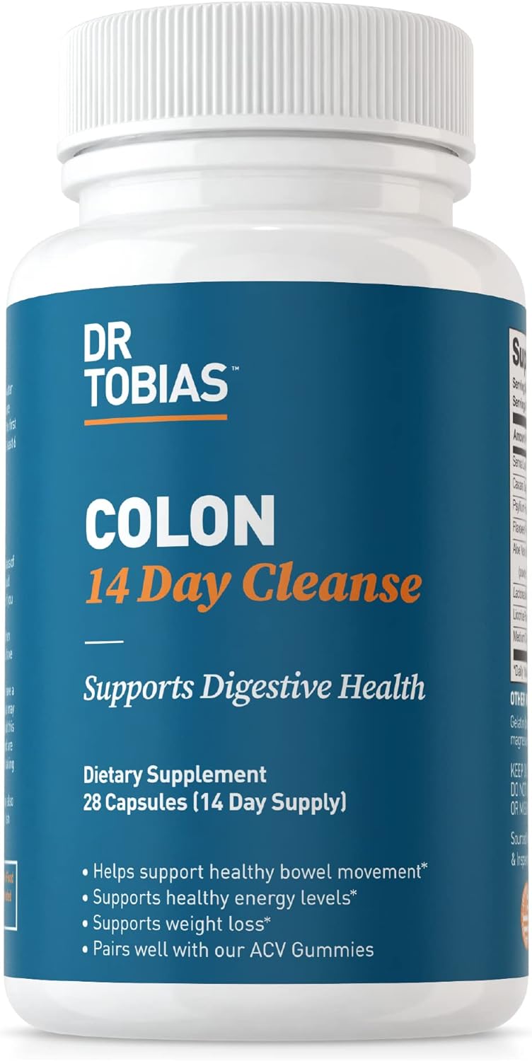 Dr. Tobias Colon 14 Day Cleanse, Advanced Gut Cleanse Detox For Women  Men With Cascara Sagrada, Psyllium Husk  Senna Leaf, Non-Gmo Colon Cleanse, 28 Capsules (1-2 Daily)