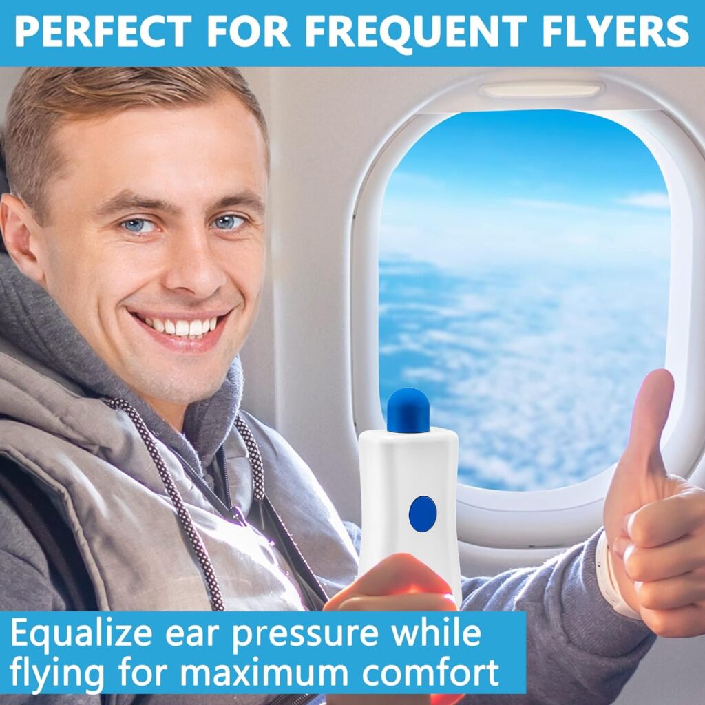 Ear Pressure Relief Device by Tilcare - Equalizing Ear Popping for Flying, Swimming, Diving, Cold and Allergy Discomfort - Comes with Portable Protective Pouch