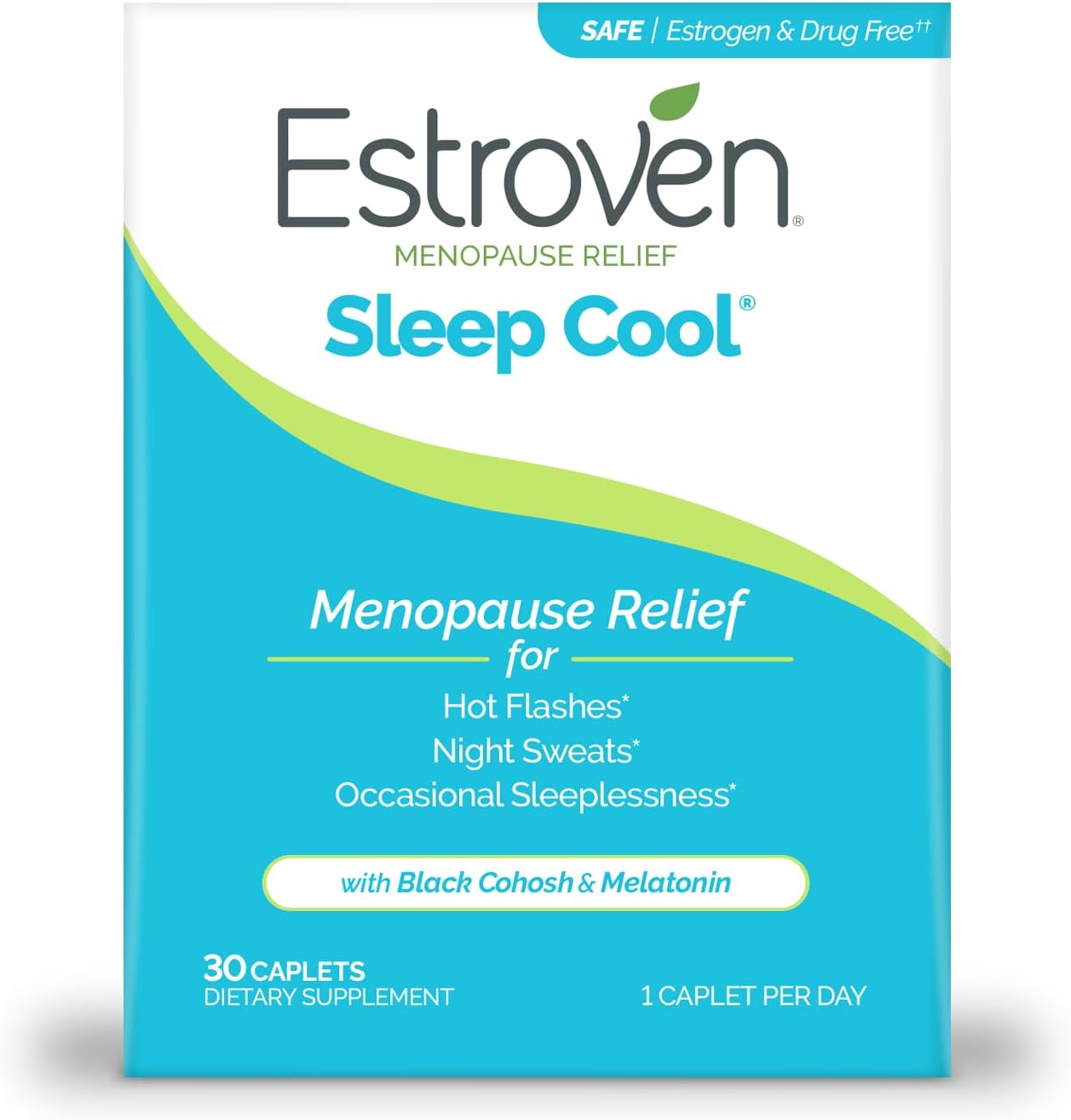 Estroven Sleep Cool For Menopause Relief, 30 Ct, Sleep Support Supplement With Clinically Proven Ingredients To Relieve Menopause Symptoms Plus Night Sweats  Hot Flash Relief, Drug-Free  Gluten-Free