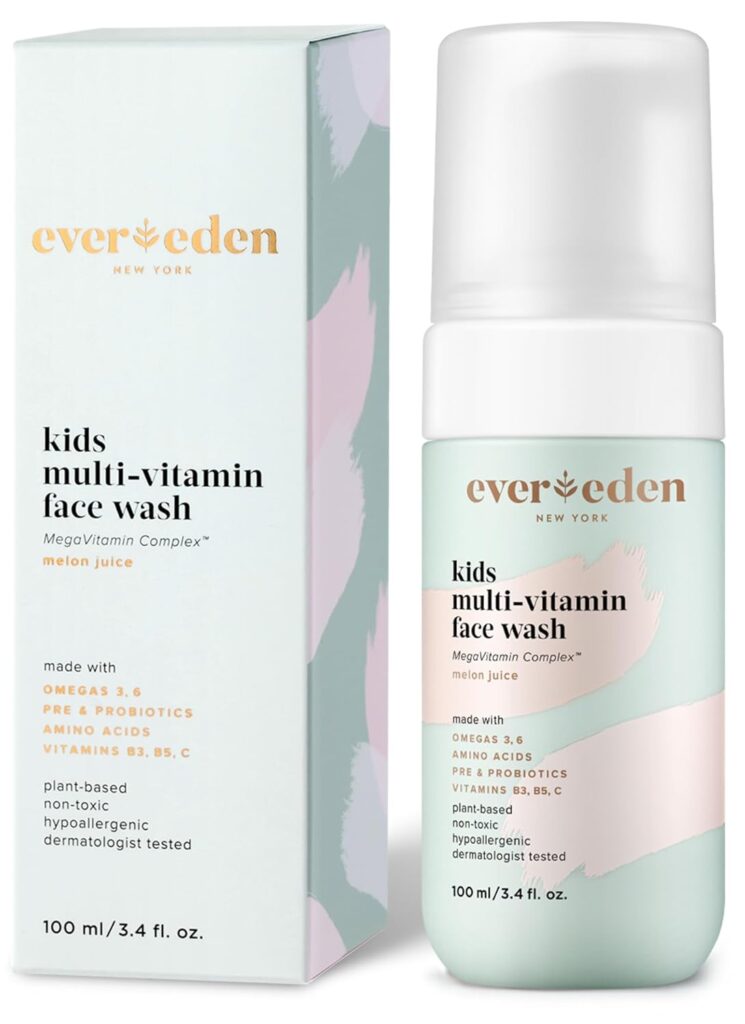 Evereden Kids Face Wash: Melon Juice, 3.4 fl oz. | Plant Based and Natural Skin Care | Clean and Non-toxic Face Wash | Multi-Vitamin Kids Skin Care