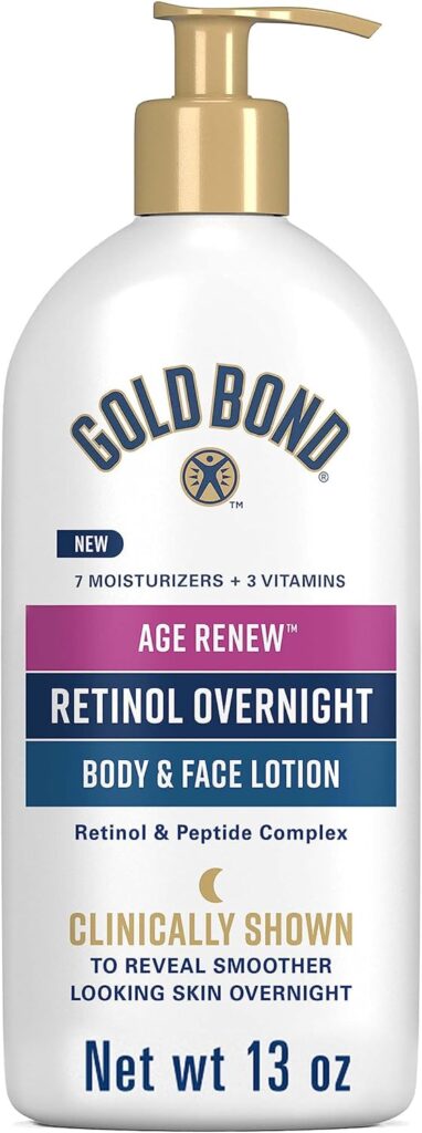 Gold Bond Age Renew Retinol Overnight Body  Face Lotion, With Retinol  Peptide Complex, 13 oz.