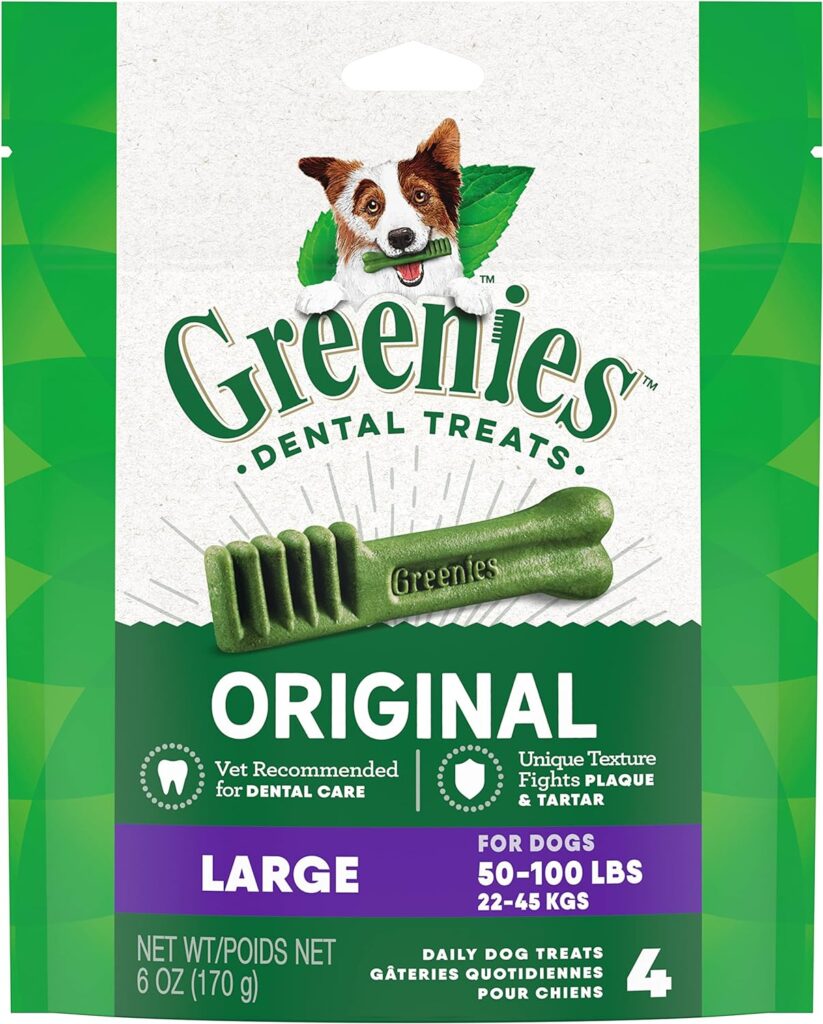 Greenies Original Large Natural Dental Care Dog Treats, 6 oz. Pack (4 Treats)