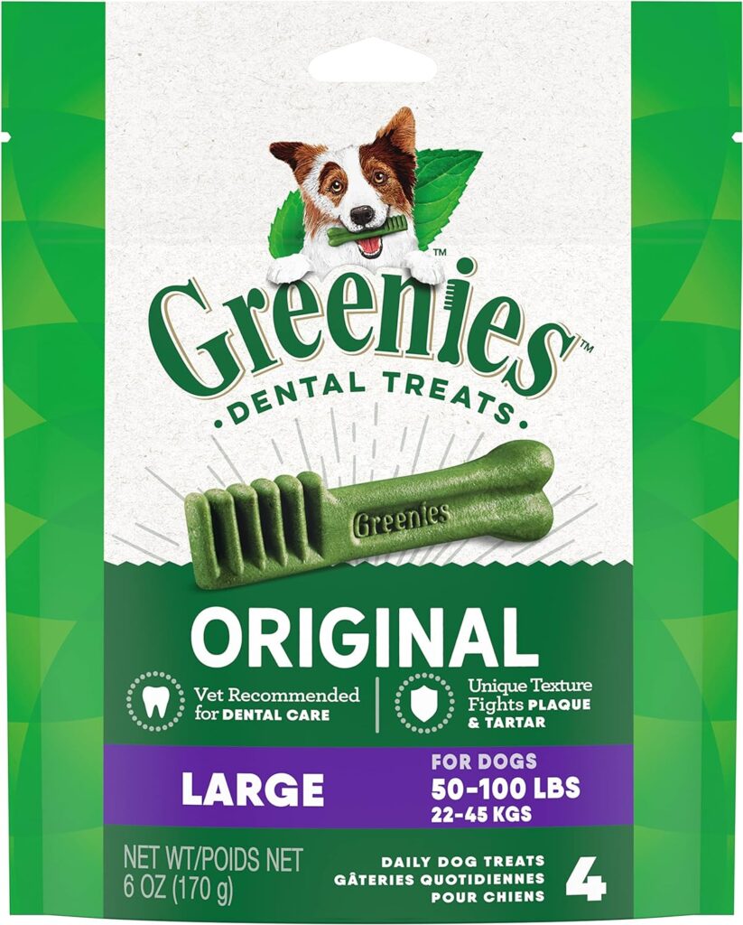 Greenies Original Large Natural Dental Care Dog Treats, 6 Oz. Pack (4 Treats)