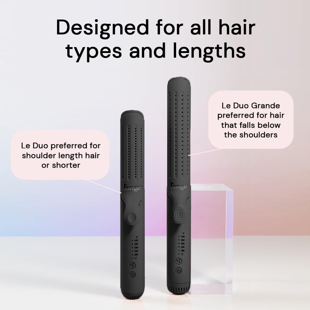 Lange Hair Le Duo 360° Airflow Styler | 2-In-1 Curling Wand  Titanium Flat Iron Hair Straightener Professional Curler With Cooling Air Vents To Lock In Style Dual Voltage Adjustable Temp