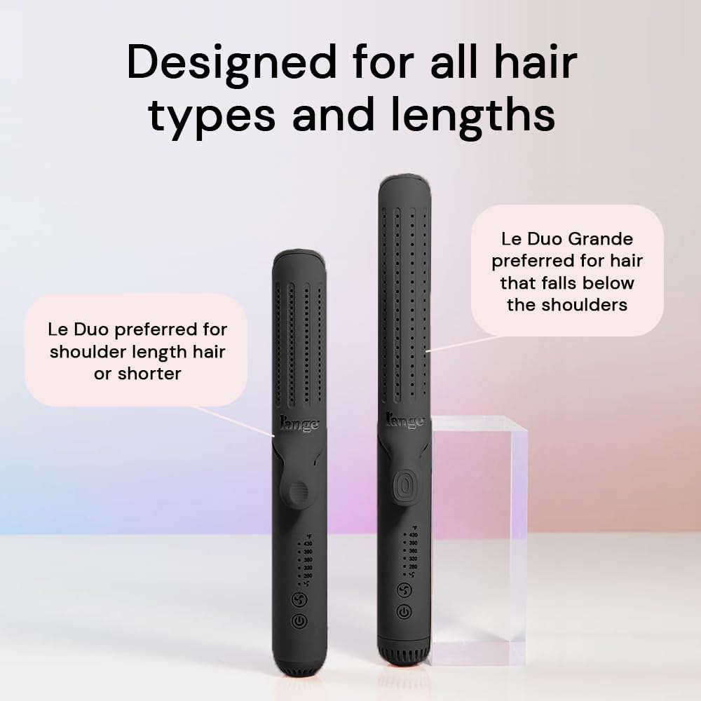 LANGE HAIR Le Duo 360° Airflow Styler | 2-in-1 Curling Wand  Titanium Flat Iron Hair Straightener Professional Curler with Cooling Air Vents to Lock in Style Dual Voltage Adjustable Temp