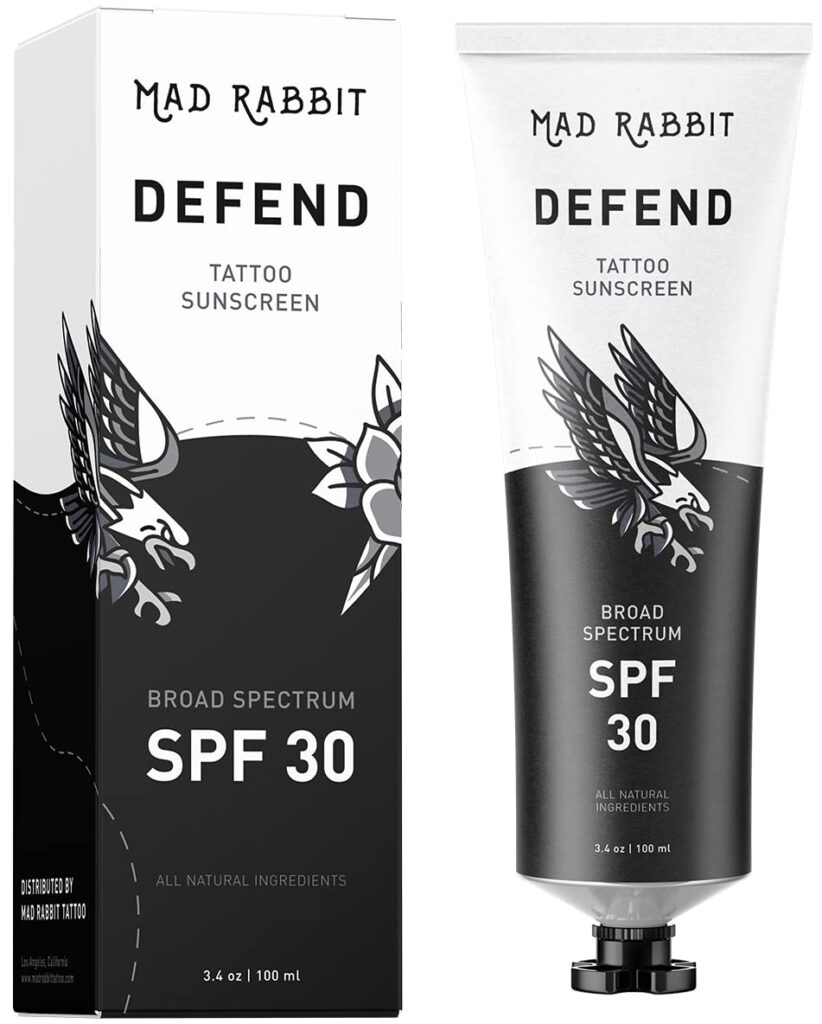 Mad Rabbit Defend Tattoo Sunscreen- Spf 30 100Ml Tube- All-Natural Mineral Sunscreen Lotion - Tattoo Fade Protection And Moisturizer, Anti-Aging Formula