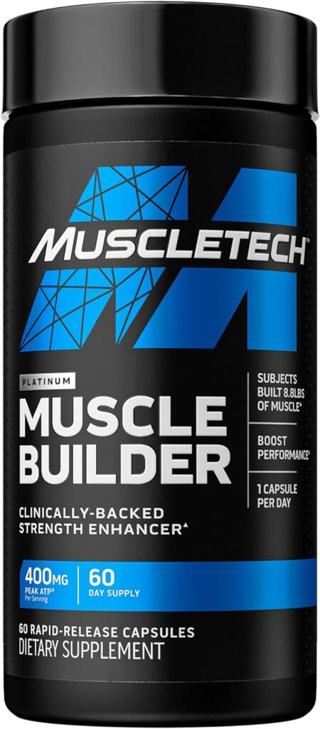MuscleTech Muscle Building Supplements for Men Women - Nitric Oxide Booster and Muscle Gainer With 400mg Peak ATP for Enhanced Strength, 60 Pills
