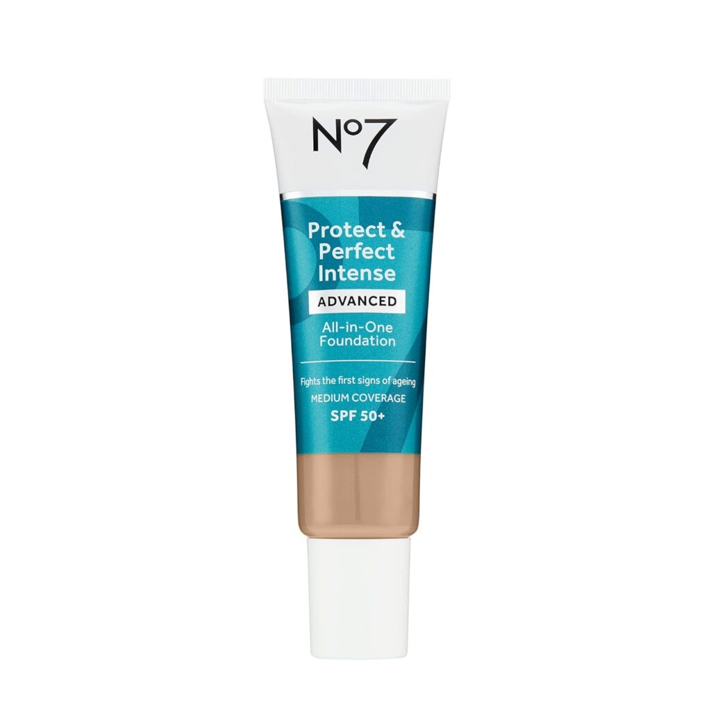 No7 Protect Perfect Advanced All in One Foundation - Warm Beige - Age Defying Foundation Makeup with SPF 50 for Women - Makeup Base Cream Helps to Reduces Redness Blurs Visible Pores (30ml)