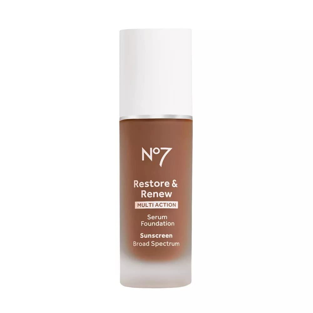 No7 Restore  Renew Multi Action Serum Foundation - Cool Beige - Liquid Foundation Makeup with Vitamin C, Vitamin E  Collagen for Face - Beauty Skin Serum Formula with Medium Coverage (30ml)