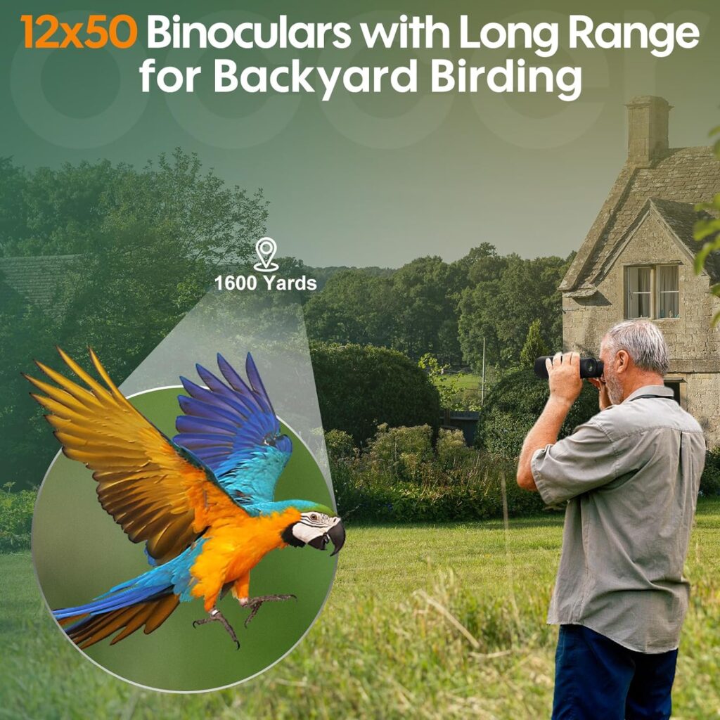 Occer 12X50 Bird Watching Binoculars For Adults - Hd High Powered Binoculars With Clear Vision - Easy Focus Binoculars With Long Range For Hunting Hiking Travel Cruise Trip Concert Stargazing