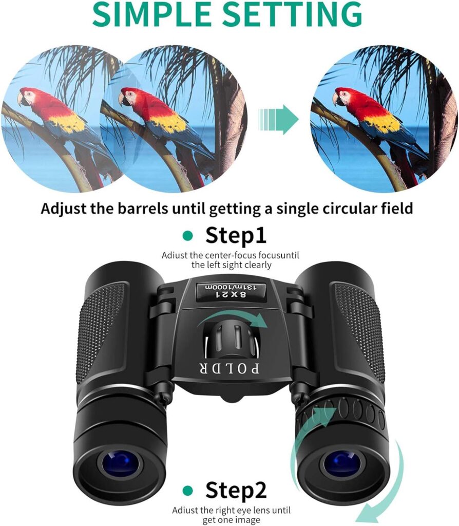 Poldr 8X21 Small Compact Lightweight Binoculars For Adults Kids Bird Watching Traveling Sightseeing.mini Pocket Folding Binoculars For Concert Theater Opera