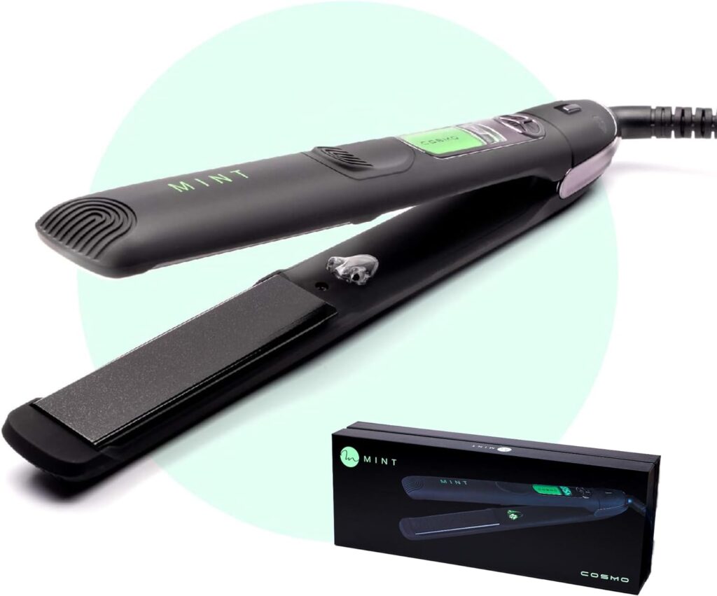 Professional Series Ultra-Smooth Cosmo Flat Iron for Thick Hair by MINT | Powerful Salon-Grade Single-Pass Ceramic Tourmaline Ionic Hair Straightener. Travel-Ready Dual Voltage.