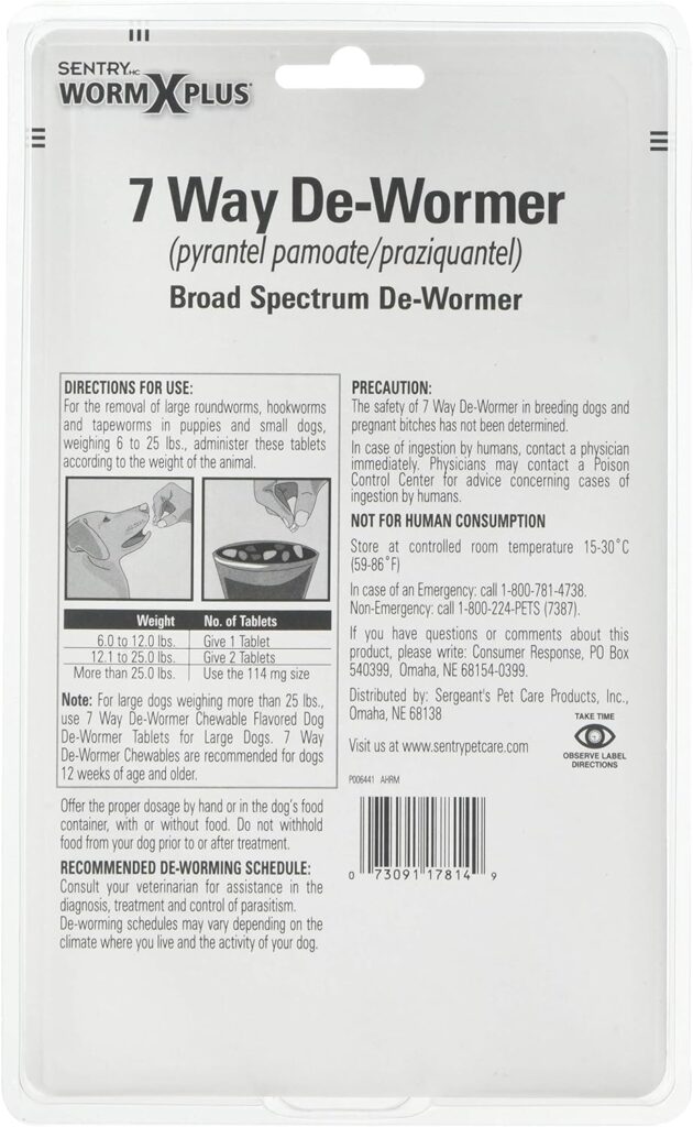 Sentry Worm X Plus 7 Way Dewormer Small Dogs (6 Count)