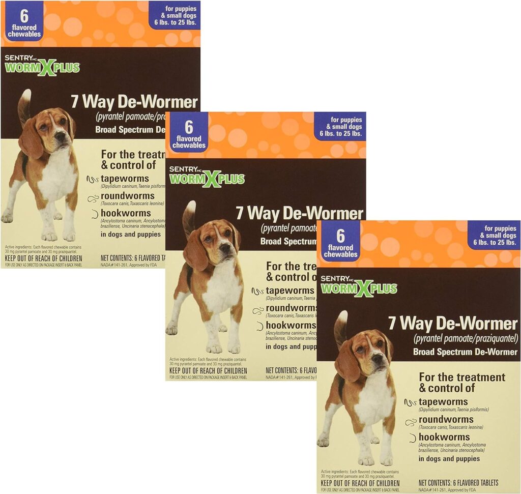 Sentry Worm X Plus 7 Way DeWormer Small Dogs (6 Count), Pack of 3
