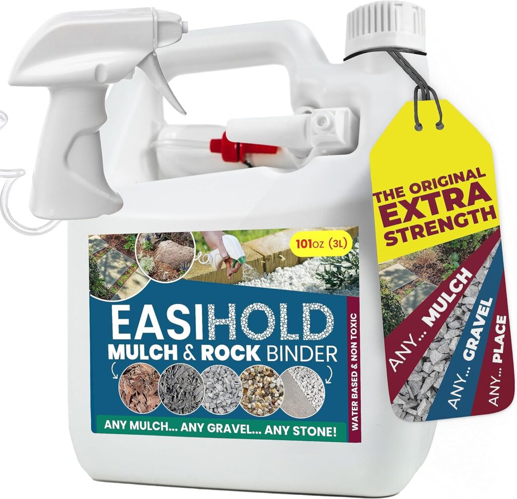 Vuba Easihold - 101Oz Mulch Glue For Landscaping And Stabilizing Mulch, Rocks And Pea Gravel With Easy Applicator. Lasts Up To 3 Years, Non Toxic, Ready To Use.