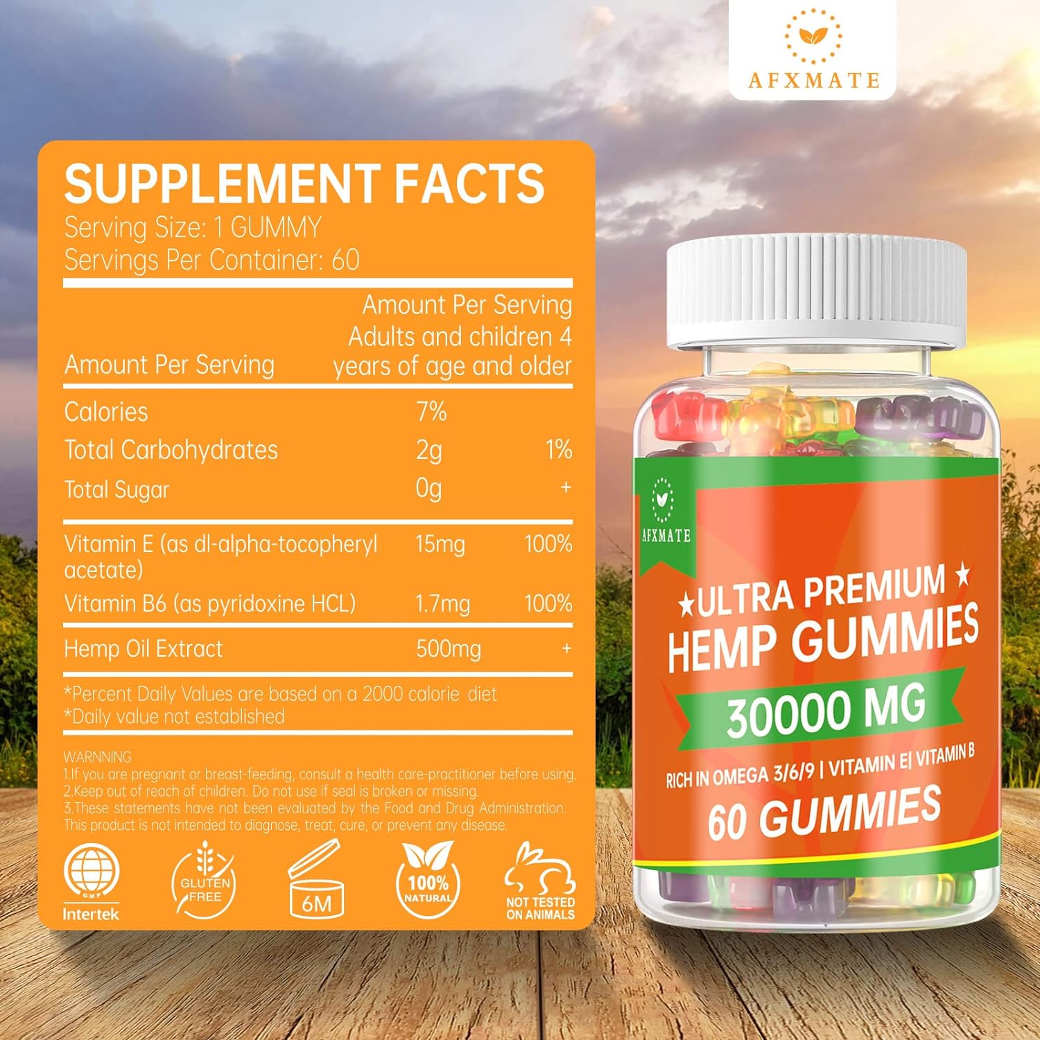 (2 Pack) Hemp Gummies, Fruity Edibles Gummy Advanced 100% Natural High Potency Hemp Oil Infused Gummies - 120 Gummies