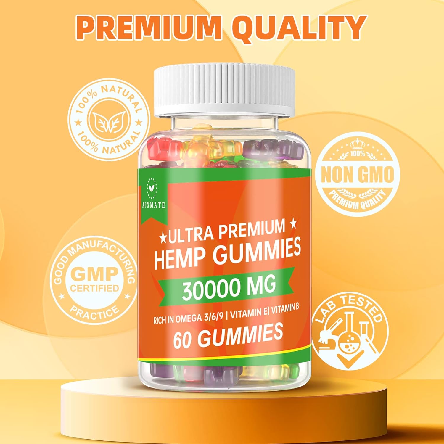(2 Pack) Hemp Gummies, Fruity Edibles Gummy Advanced 100% Natural High Potency Hemp Oil Infused Gummies - 120 Gummies