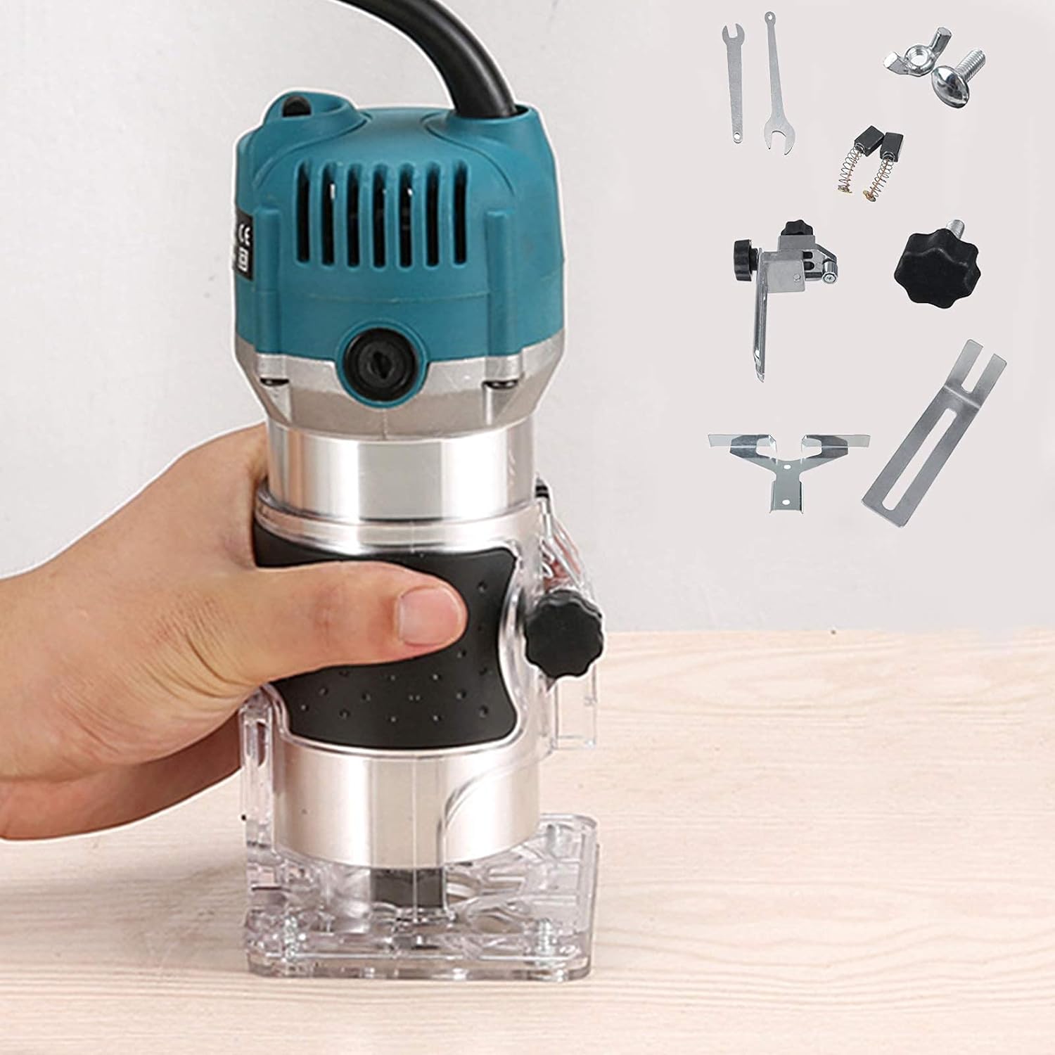 Akypach Wood Router,Router Tool Wood Trimmer Router Electric Hand Trimmer Laminate Milling Engraving Hand Machine Joiner Tool Electric For Slotting Trimming Carving 110V 800W 30000R/Min