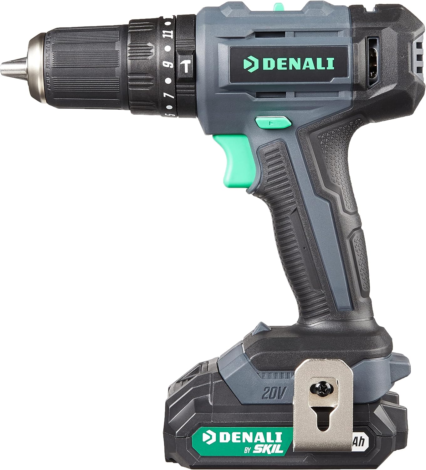 Amazon Brand - Denali By Skil 20V Cordless Hammer Drill Kit With 2 X 2.0Ah Lithium Batteries And Charger, Blue