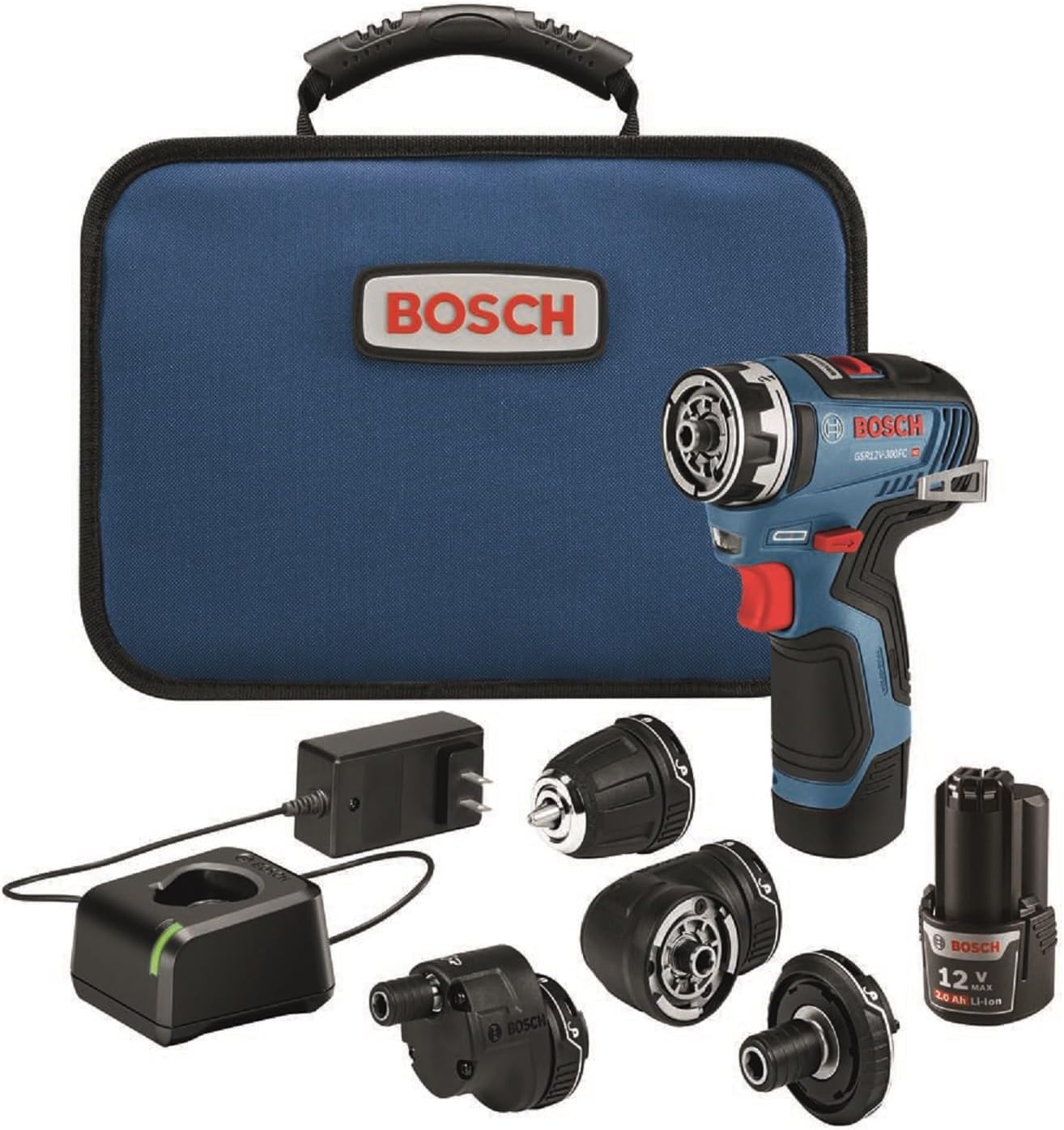 Bosch Gsr12V-300Fcb22 12V Max Ec Brushless Flexiclick 5-In-1 Drill/Driver System With (2) 2.0 Ah Batteries