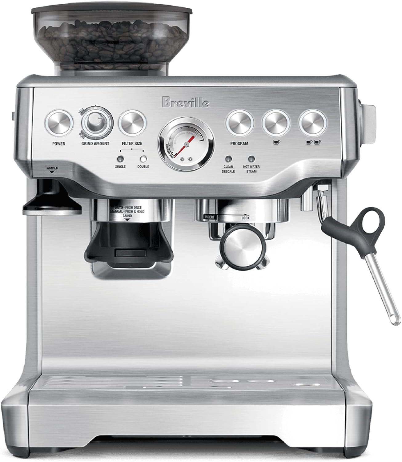 Breville Barista Express Espresso Machine, Brushed Stainless Steel, Bes870Xl, Large