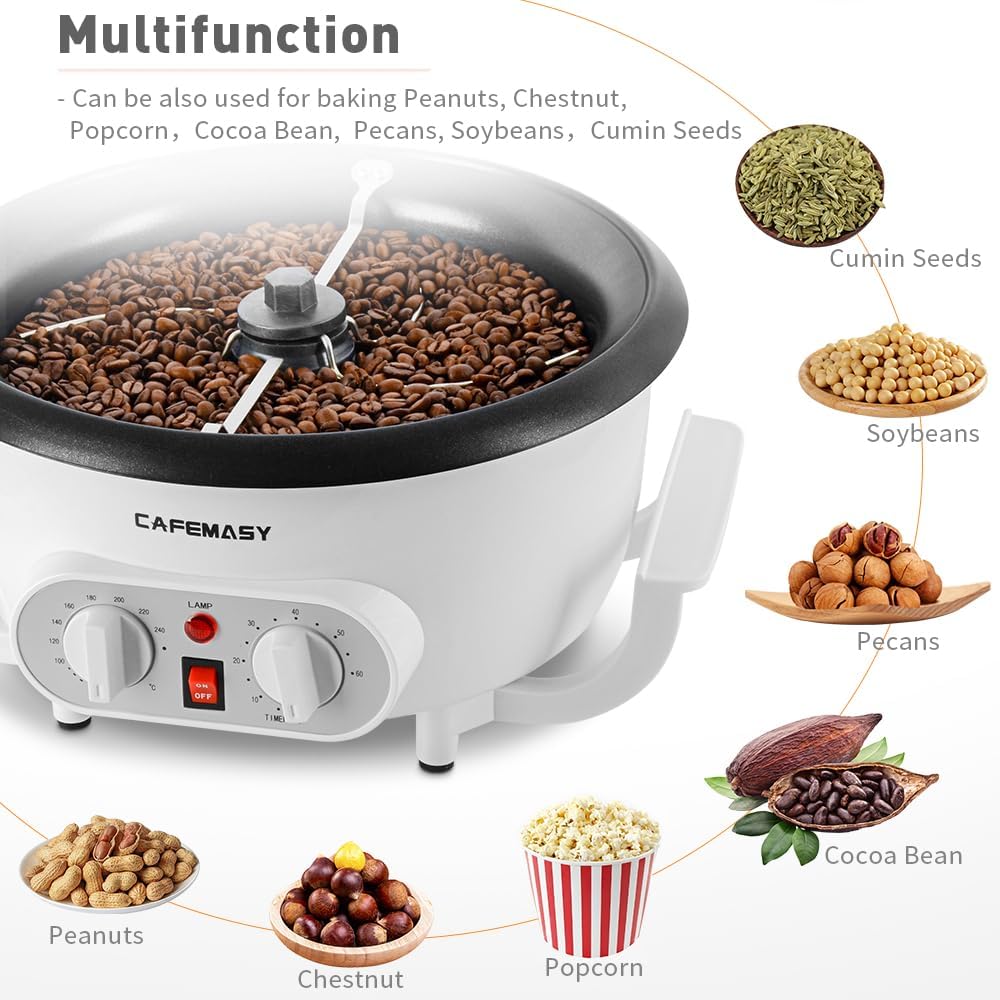 Cafemasy Coffee Roaster Machine For Home-Use - Upgrade Electric Coffee Bean Roaster With Adjustable Timer And Heating Setting