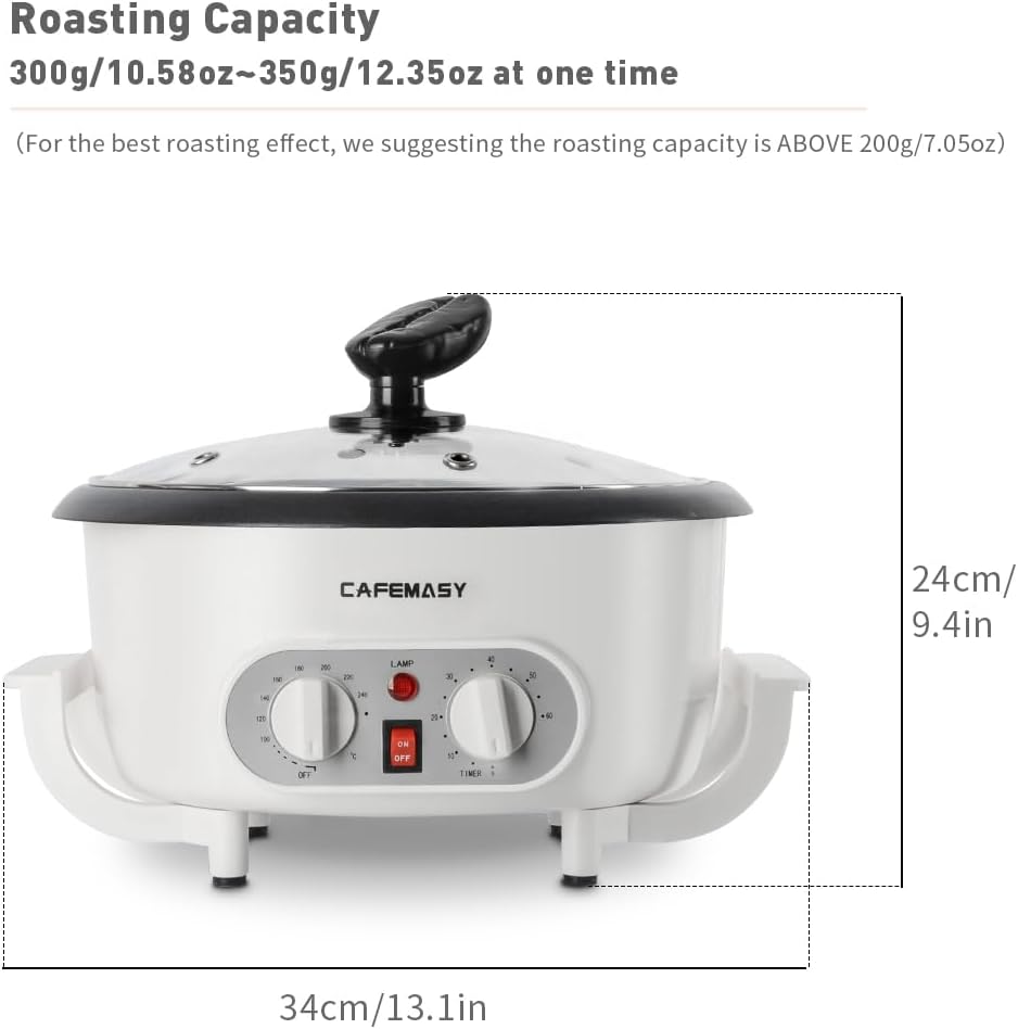 Cafemasy Coffee Roaster Machine For Home-Use - Upgrade Electric Coffee Bean Roaster With Adjustable Timer And Heating Setting