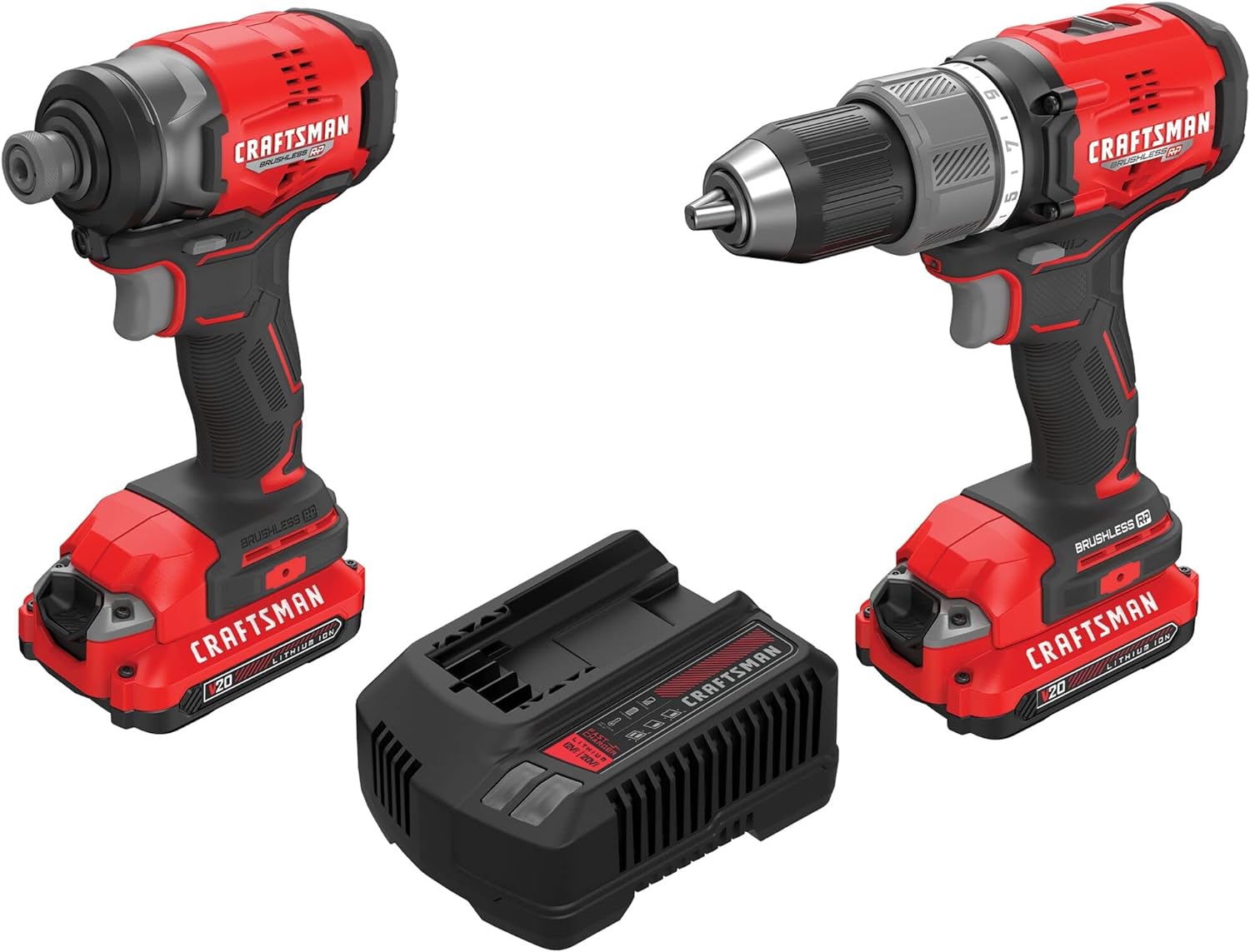 Craftsman V20 Rp Cordless Drill And Impact Driver, Power Tool Combo Kit, 2 Batteries And Charger Included (Cmck211C2)