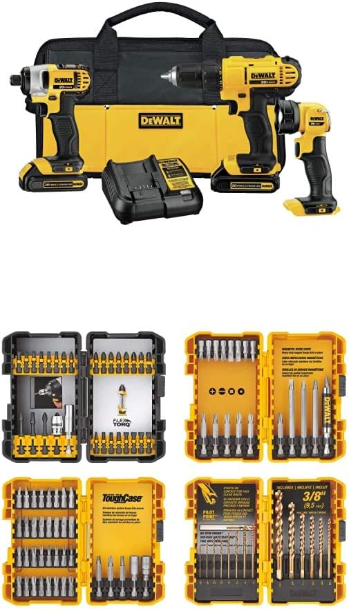 Dewalt 20V Max* Cordless Drill Combo Kit, 3-Tool (Dck340C2),Black/Yellow