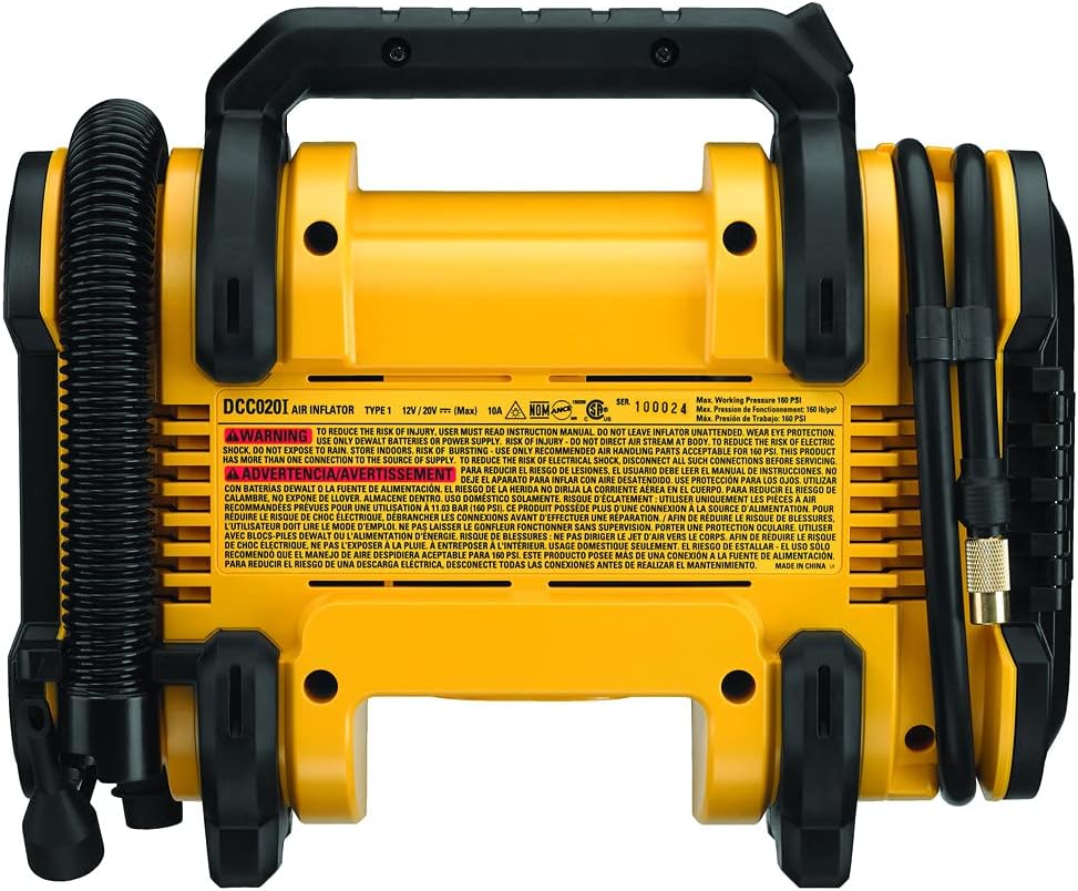 Dewalt 20V Max Tire Inflator, Compact And Portable, Automatic Shut Off, Led Light, Bare Tool Only (Dcc020Ib)