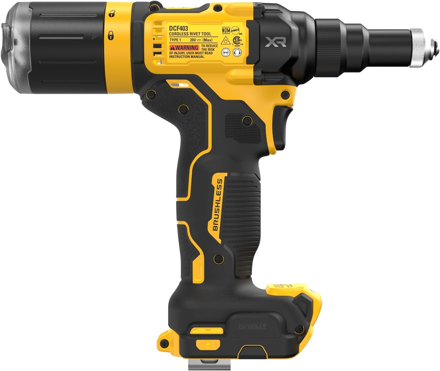 Dewalt 20V Max Xr Cordless Rivet Tool, 3/16, Bare Tool Only (Dcf403B), Large