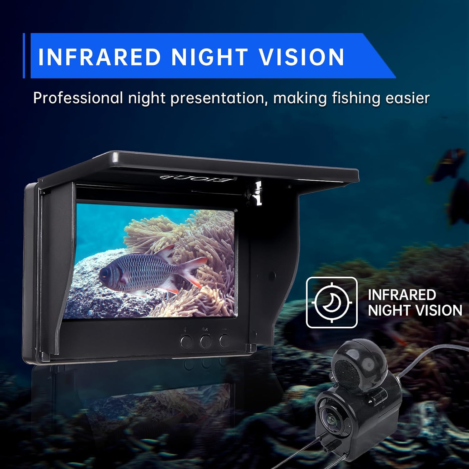 EIOUp Underwater Camera Viewing System – Advanced Under Water Fish Camera with HD Large Display – Underwater Fishing Camera with Infrared Night Vision – Kayak Fishing – Ice Fishing Gear – Easy to use