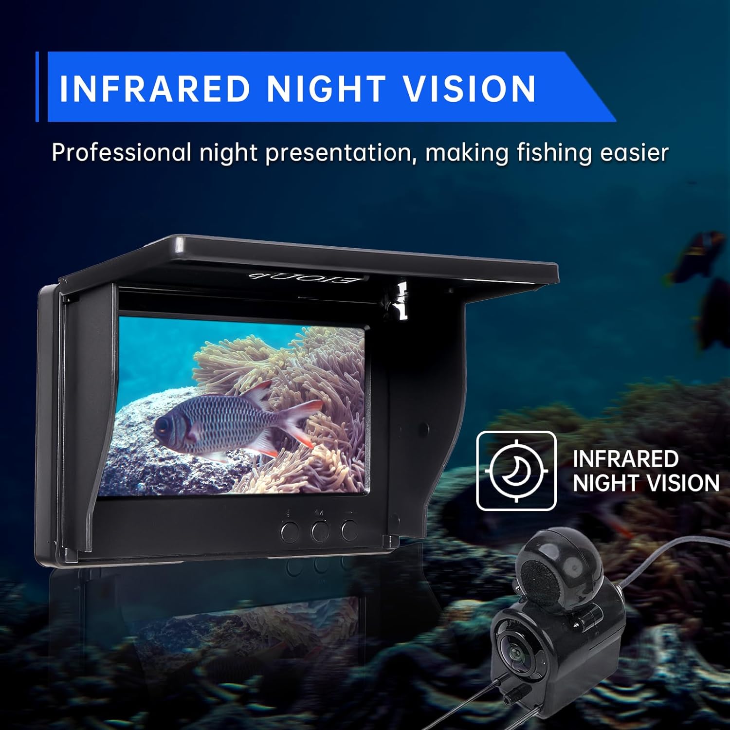 Eioup Underwater Camera Viewing System – Advanced Under Water Fish Camera With Hd Large Display – Underwater Fishing Camera With Infrared Night Vision – Kayak Fishing – Ice Fishing Gear – Easy To Use