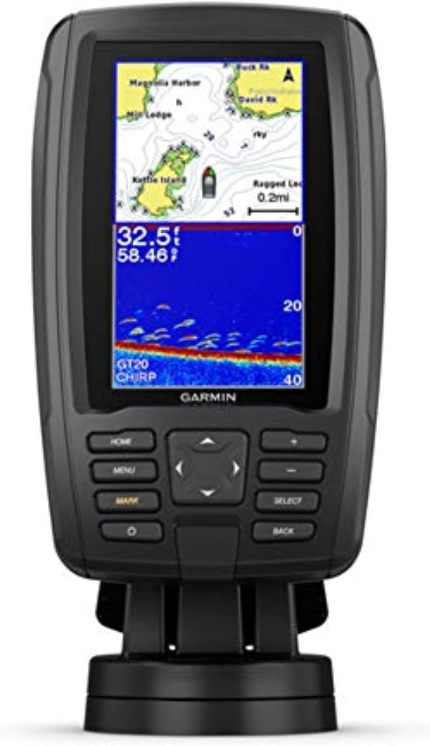 Garmin Echomap Plus 44Cv, 4.3-Inch Sunlight-Readable Combo, Includes Gt20 Transducer, With Bluechart G3 Maps And Clearvu And Traditional Chirp Sonar