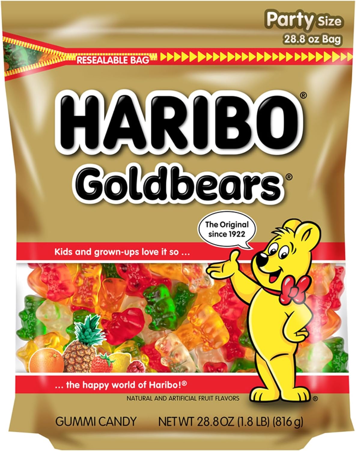 Haribo Goldbears Resealable Gummies Bag, 28.8 Oz