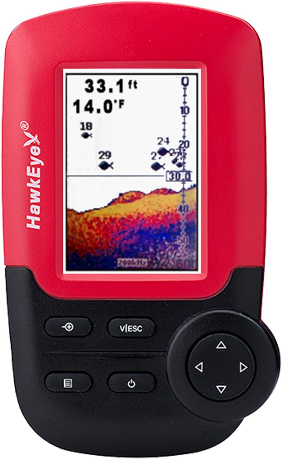 Hawkeye Fishtrax 1C Fish Finder With Hd Color Virtuview Display, Black/Red, 2 H X 1.6 W Screen Size