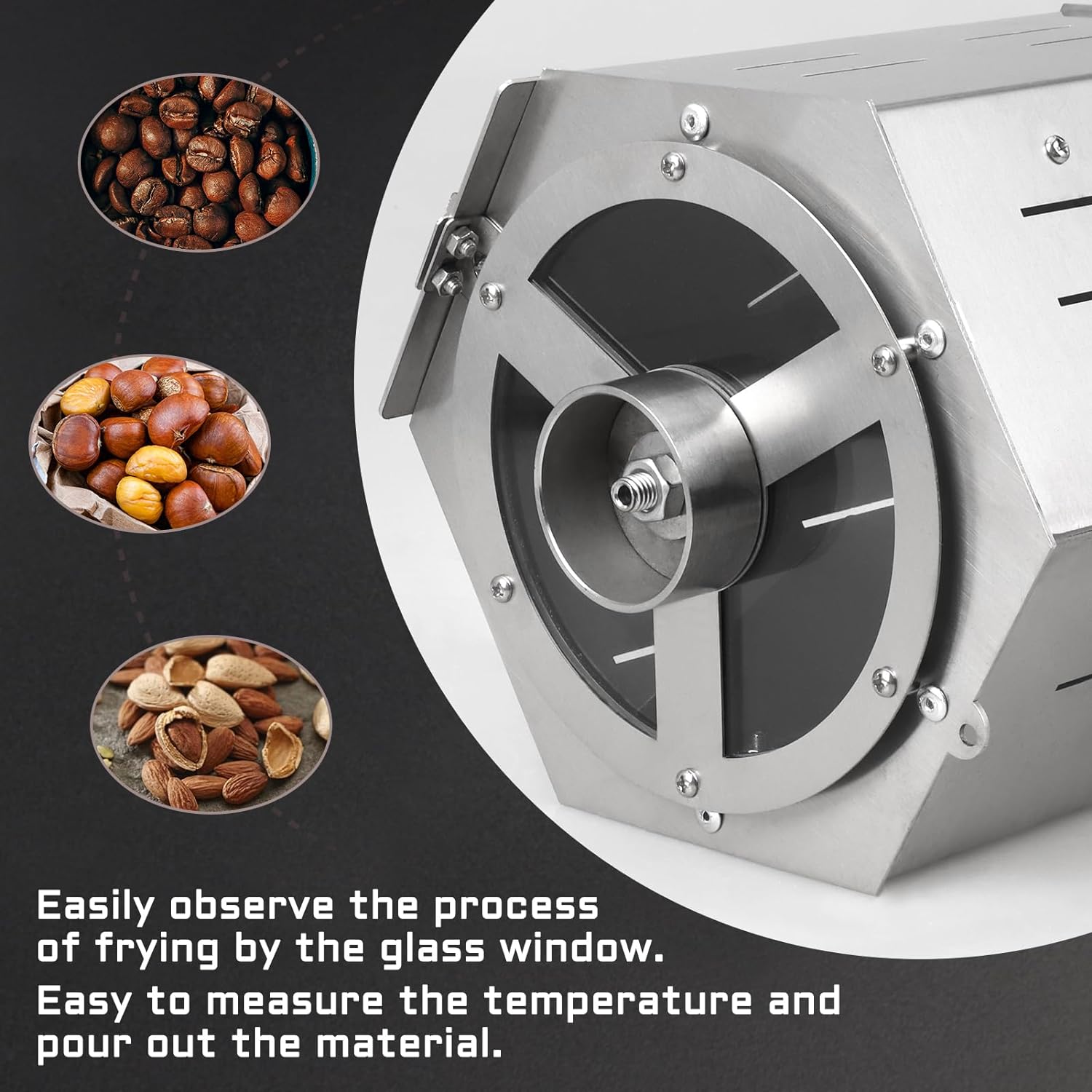 Iczw Electric Coffee Bean Roaster Gas Coffee Bean Baker Drum Type Stainless Steel For Home And Commercial Use 5L