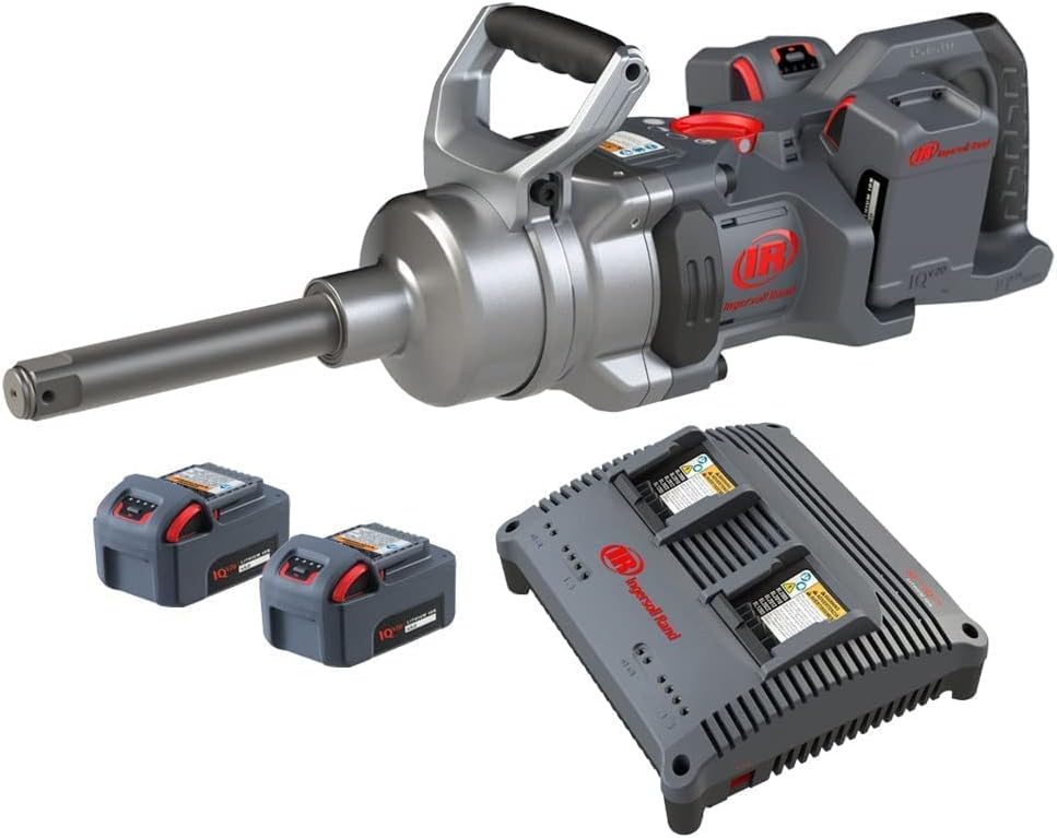 Ingersoll Rand Power Tools Model W9691-K4E - 20V High-Torque 1 Drive Cordless Impact Wrench Kit, 3000 Ft-Lbs Nut-Busting Torque, 4 Batteries And Charger, 6 Extended Anvil
