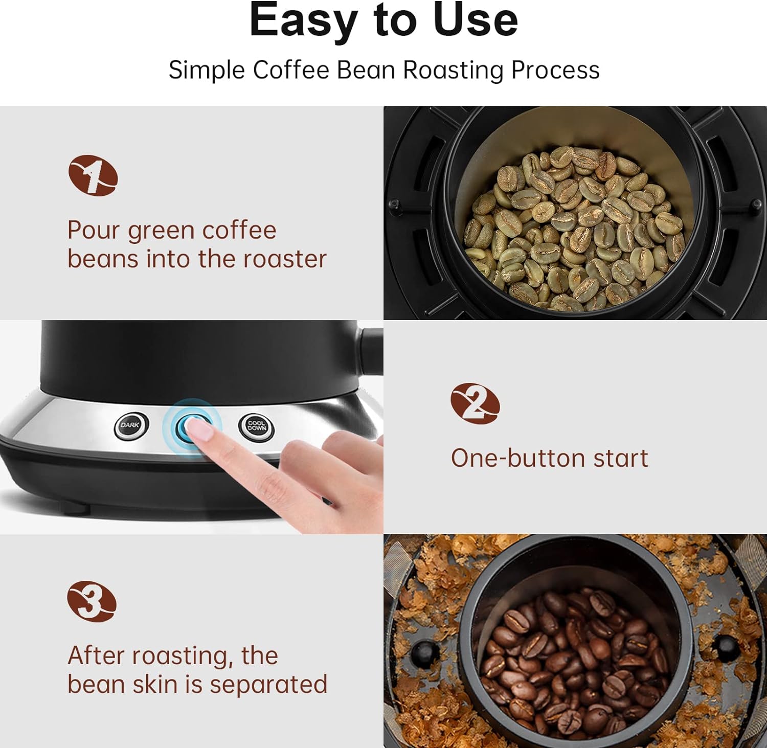 Javastarr Electric Coffee Roasters Machine For Home Use 1200W, One-Touch Control Coffee Bean Baker Roaster Med And Dark Two Baking Modes Are Optional,Coffee Bean Roasting Machine 110V~120V