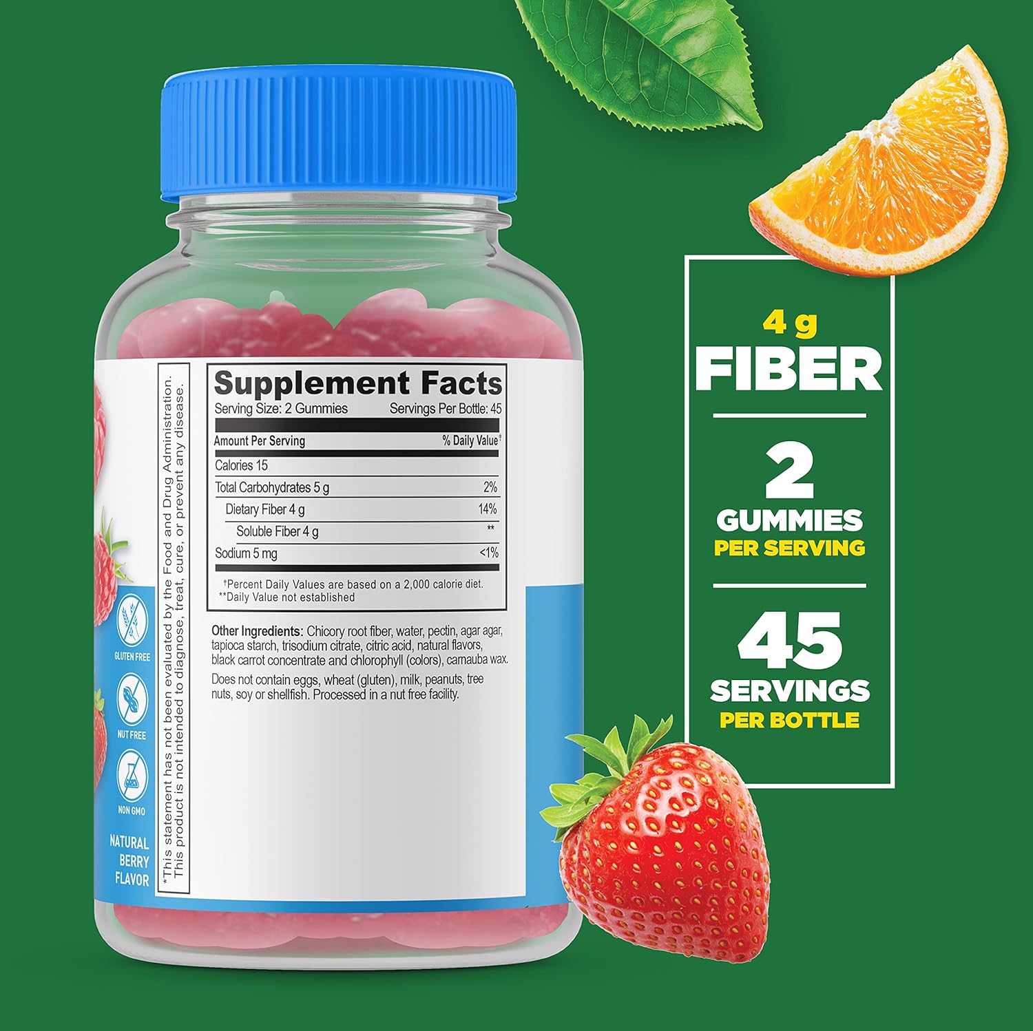 Lifeable Sugar Free Prebiotics Fiber For Adults - 4G - Great Tasting Natural Flavored Gummy Supplement - Keto Friendly - Gluten Free, Vegetarian, Gmo Free - For Gut And Digestive Health - 90 Gummies